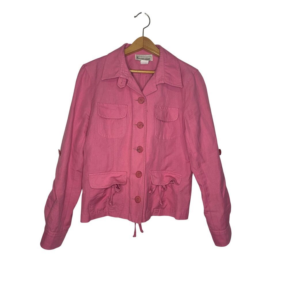 Elliott Lauren Pink Jacket‎ Blazer Linen Blend Preppy Barbie Academia Size 6
